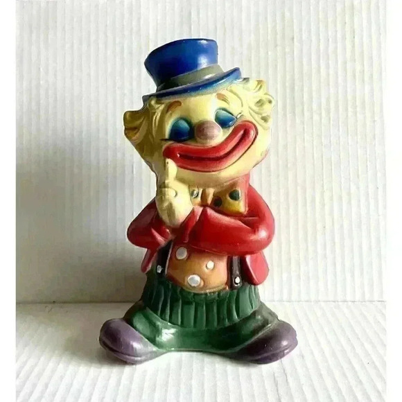Vintage Clown Coin Piggy Bank Plastic Still Savings Stash Hat Circus Hong Kong - Picture 1 of 6